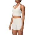 thumbnail image 2 of Gamivast Gym Sets for Women 2 Piece Halter Neck Crop Top & Shorts Workout Outfits High Waist Yoga Activewear Running Sports Fitness Matching Suits, 2 of 5