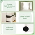 thumbnail image 3 of Corner Vanity Desk with Mirror and Lights, Makeup Vanity Table with 5 Drawers, Storage Shelves, Charging Station, Compact Vanity Dressing Table for Small Space，White, 3 of 6