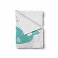 thumbnail image 2 of Whale Soft Flannel Fleece Throw Blanket, Funny Smiling Whale Cartoon with Schoal of Tiny Fish Work of Art, Cozy Plush for Indoor and Outdoor Use, 50" x 70", Yellow White, by Ambesonne, 2 of 6