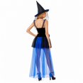 thumbnail image 3 of Witch Costume for Women, Black and Blue Short Dress with Sheer Overlay, Adult Halloween Outfit for Costume Party and Stage Performance, Black and Blue, Size L, 3 of 6