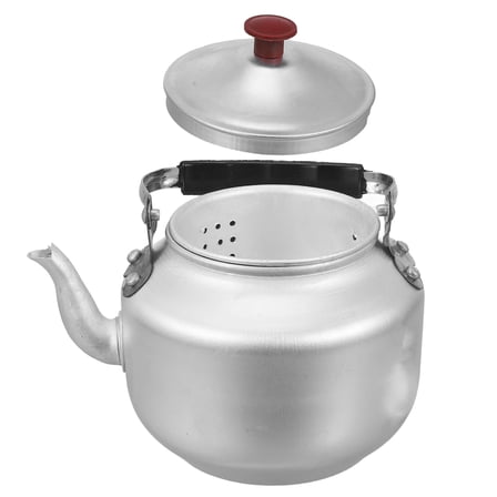 WRITWAA Small Silver Aluminum Teapot with Handle and Strainer for Storage Use, Easy to Clean, Retro Design