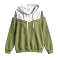 thumbnail image 5 of FAIWAD Women's Cold Shoulder Hoodie Color Block Long Sleeve Drawstring Pullover Sweatshirt Cutout Shoulder Casual Top, 5 of 7