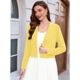 thumbnail image 3 of Chiclily Women's Long Sleeve Cropped Cardigans Sweaters Open Front Knit Short Shrugs for Dresses, Yellow 2XL, 3 of 6