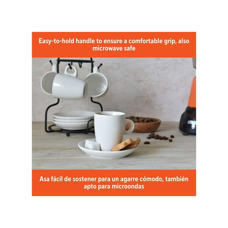 IMUSA 8pc Stoneware 3oz Espresso Set with Rack, White - Walmart.com