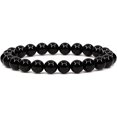 thumbnail image 2 of Amandastone Black Tourmaline Gemstone 8mm Round Beads Stretch Bracelet 7 Inch, 2 of 4