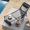 thumbnail image 2 of Foldable Chaise Lounge Chair with Adjustable Positions and Side Pocket, for Indoor and Outdoor Use, 2 of 14
