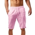 thumbnail image 2 of Pink Work Pants for Men, Golf Pants, Weekend Cotton Hiking Pants, Men's Summer Casual And Fashionable Solid Cotton Linen Shorts, 2 of 4