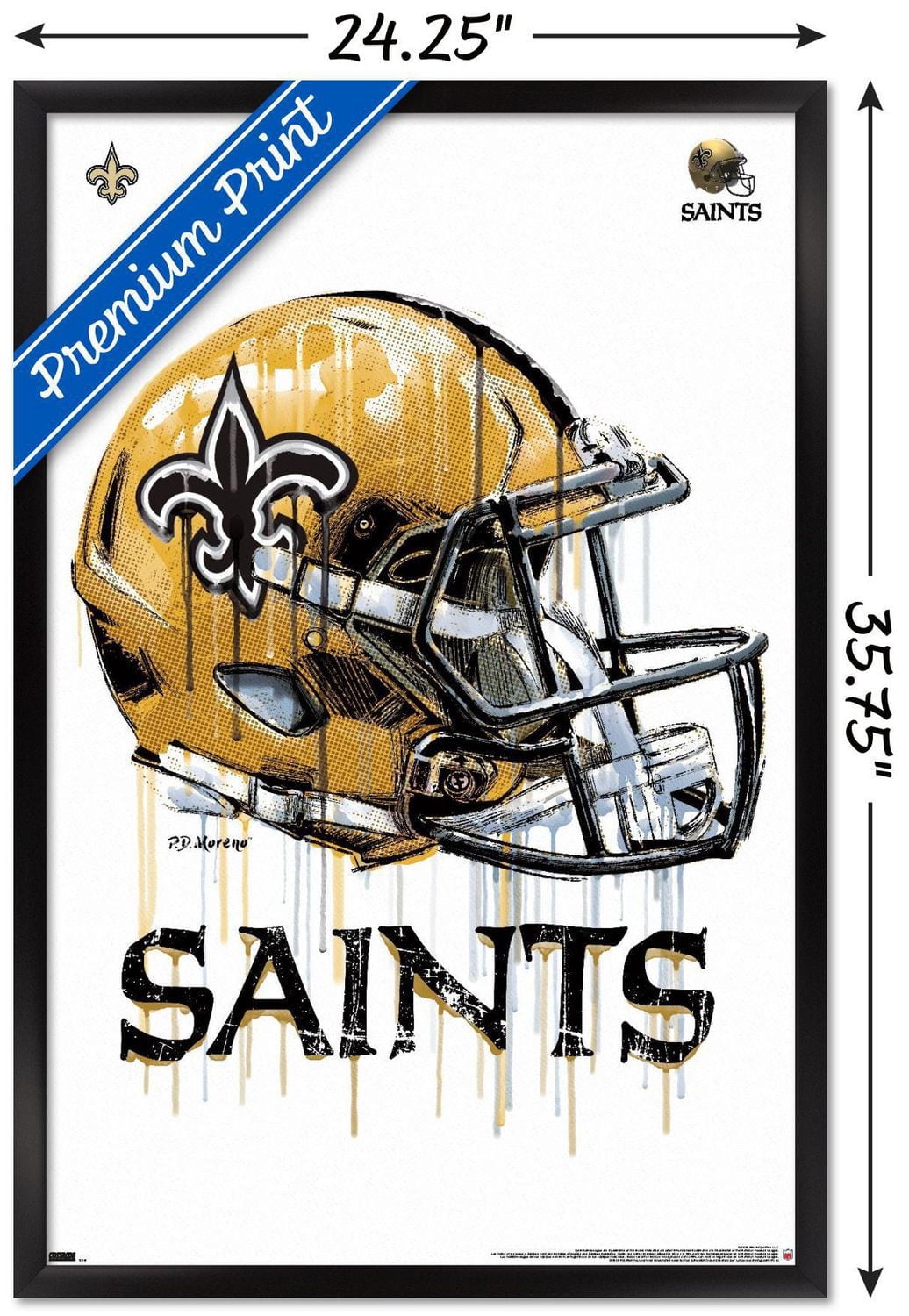 NFL New Orleans Saints - Drip Helmet 20 Wall Poster, 22.375" x 34"