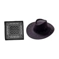 thumbnail image 4 of Sombrero de Vaquero Jinwen de Ala Grande Negro con Bandana Accesorios para Fotos, 4 of 8