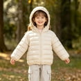 thumbnail image 5 of FRSASU Children's Winter Solid Color Long Sleeves Hooded Zipper Quilted Coat Keep Warm Coat Kids Beige, 5 of 7
