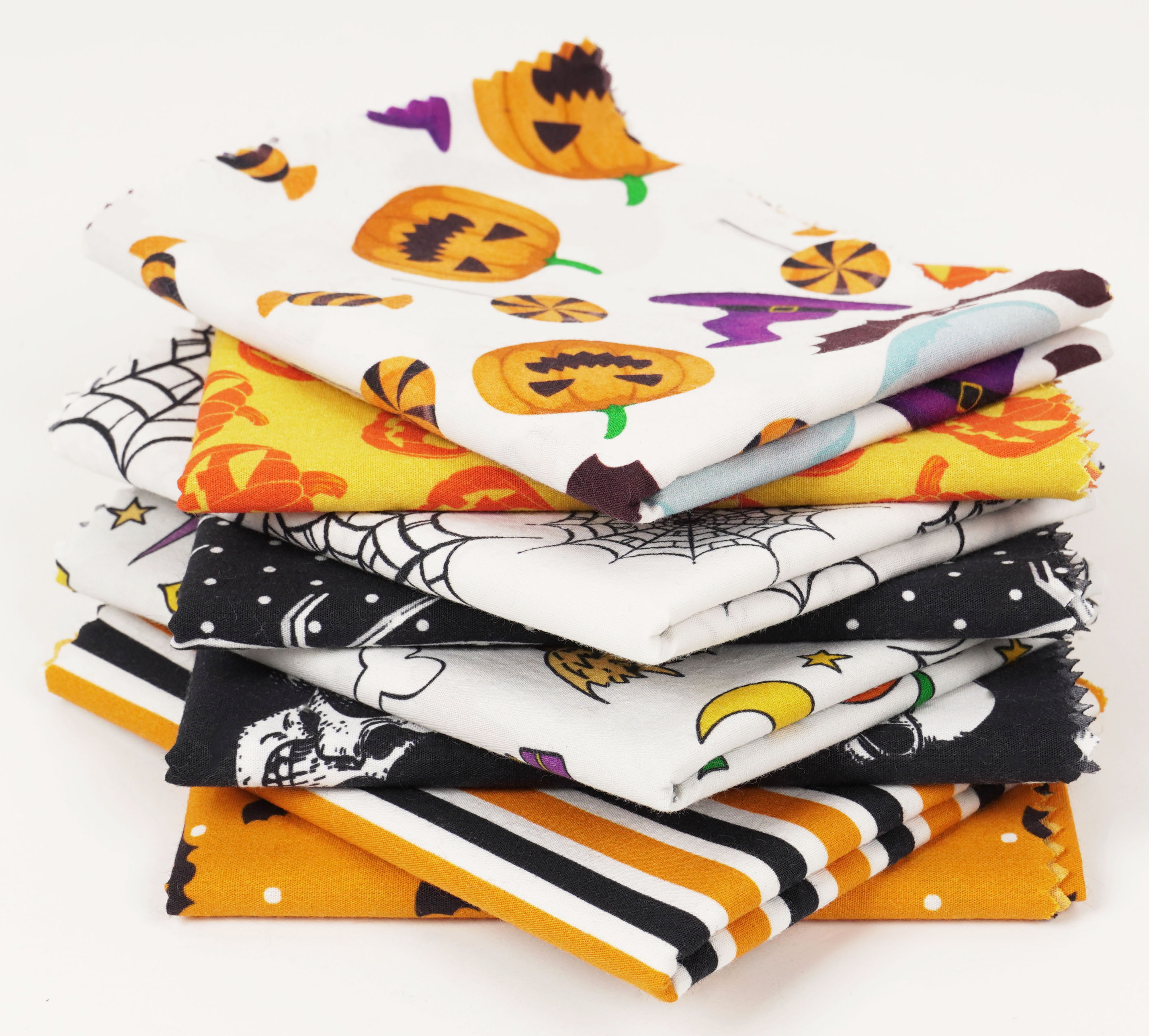 Soimoi 8 Pc Fat Quarter Bundle,HalloweenPrint 18"x 22"DIY Patchwork-100% CottonPre-Cut Quilting Fabric Orange & Black