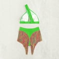 thumbnail image 6 of Jjayotai Bikini Sets for Women Clearance, One Shoulder Sleeveless Cutout Fringe Hem Push Up Swimsuit, Two Piece Bathing Suits Green S, 6 of 8