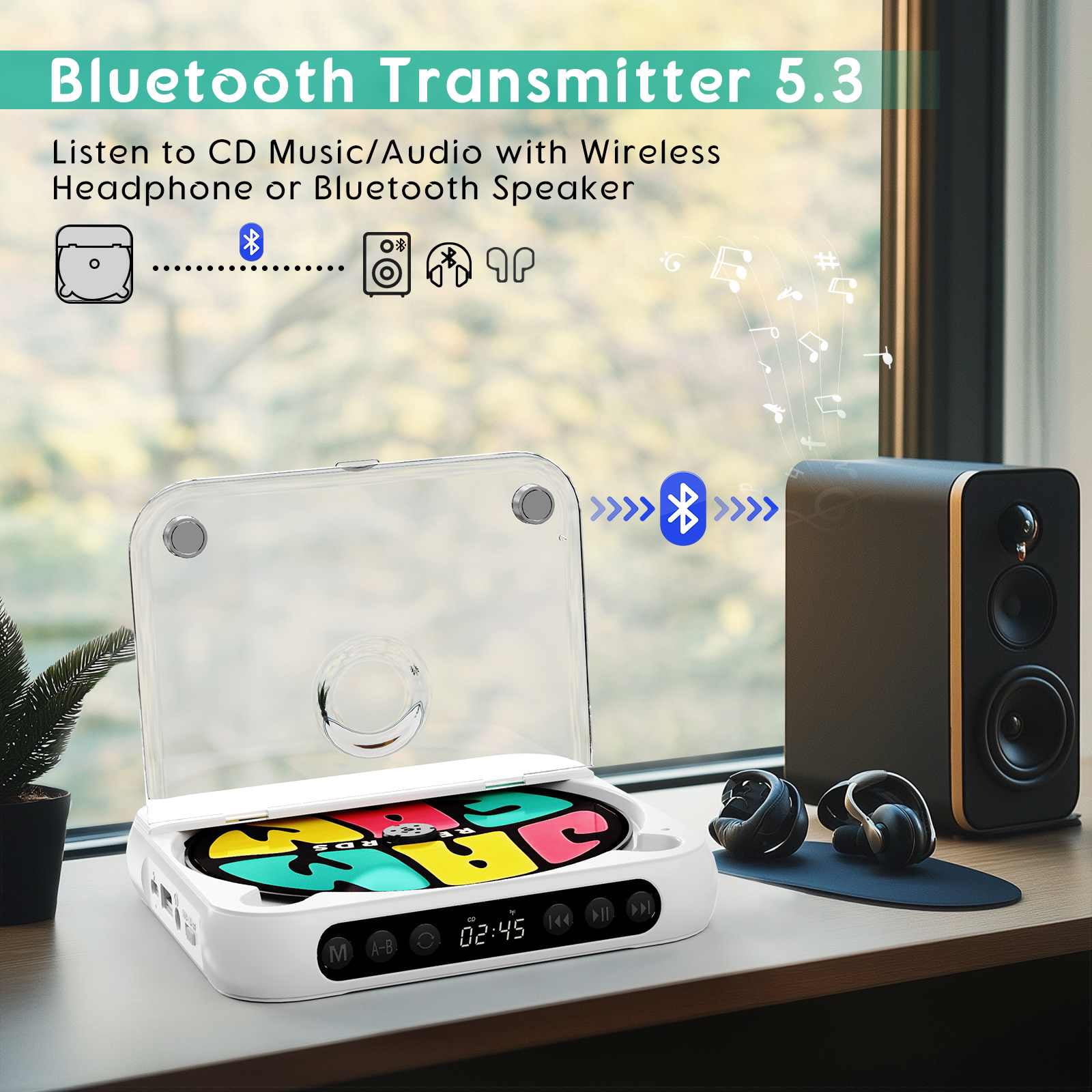APPLAYERR High-Quality Bluetooth CD Player with Bluetooth 5.3, User-Friendly for Seamless Learning Experience