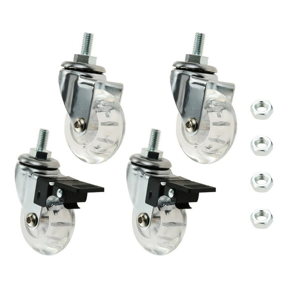 4Pcs 2 Inch M8x15mm Screw Threaded Stem Casters Office Chair Caster Wheel Clear Swivel Casters With Brake For Sofa Chair Cabinet ,Reliable