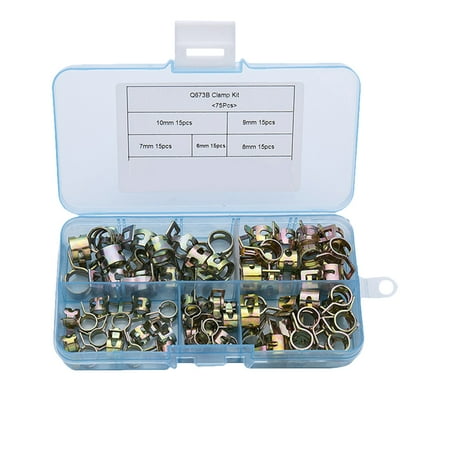 

75Pcs M7 M8 M9 M10 Spring Clips Water Pipe Air Tube Clamps Fasteners Spring Buckle