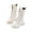 White, variant on Girls Lace Up High Top Boots Solid Color Faux Leather British Style Student Princess Long Boots Soft Sole Casual White