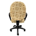 thumbnail image 3 of Geometric Office Chair Slipcover, Retro Diamond Shape Pattern with Dotted Lines Circles and Abstract Flowers, Stretch Decorative Fabric Cover, Standard Size, Caramel and Beige, by Ambesonne, 3 of 5