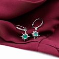 thumbnail image 3 of Rosec Jewels Natural Emerald Sunburst Drop Hoop Earrings for Women - AAA Quality, 10K White Gold, 3 of 8