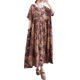 thumbnail image 1 of Vestido holgado para mujer con bolsillos, estampado vintage, manga corta, informal, 1 of 8