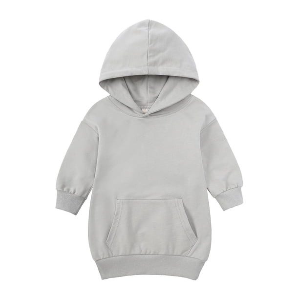 Gibobby Sudadera con capucha Otoño Inviernopara niñas pequeñas, sudadera de lana para niños, vestido de Color con capucha para bebés, abrigo superior, To(Gris, 2-3 Años)