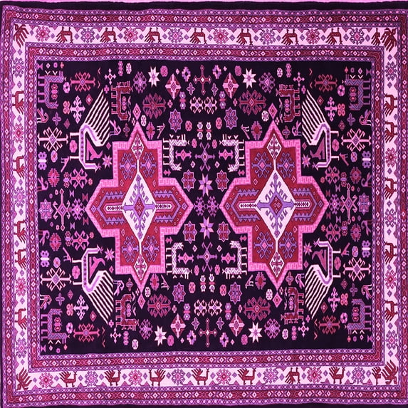 Ahgly Company Indoor Square Persian Pink Traditional Area Rugs, 7' Square