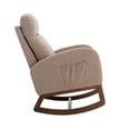 thumbnail image 4 of Rocking Chair Nursery, Modern Glider Rocking Chair with Headrest and Thicken Wood Base, Upholstered Nursing Armchair for Living Room, Bedroom, Camel, 4 of 9
