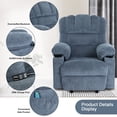 thumbnail image 4 of Manual Vibration Heating Recliner, Adjustable Home Theater Leisure Seating with Bread-shaped Handrail and Large Side Pockets Blue, 4 of 5