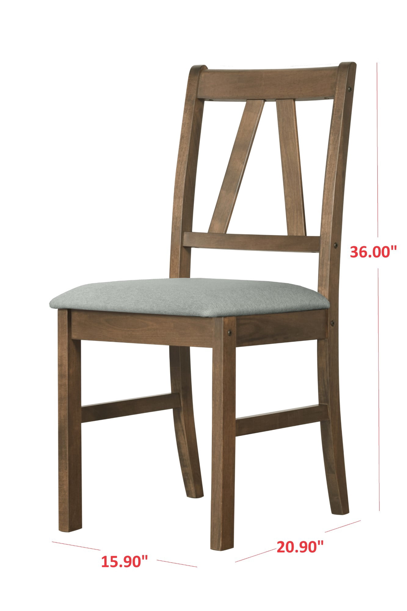 Home Design Cordova Dining Chair Set of 4, Brown/Gray, Wood Frame with Cushioned Seat, Transitional Style