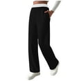 thumbnail image 3 of Oksale Straight Leg Yoga Pants for Women Fuzzy Fleece Lined Winter Warm Wide Leg Pants with Pockets High Waisted Soft Cozy Fashion Trousers Black S, 3 of 10