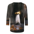 thumbnail image 4 of Plus Size Graphic Tops Womens Halloween Outfits 3/4 Sleeve Funny Holiday Crew Neck Tshirt Pullover Dark Gray 3XL, 4 of 5