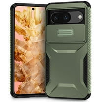 for Google Pixel 8 Case with Sliding Camera Lens Cover, Shockproof Rugged Hard PC Back & TPU Edge Military Grade Dual-Layers Protection Non-Slip Phone Case for Google Pixel 8, Darkgreen