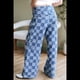 thumbnail image 4 of Pantalones Vaqueros Holgados de Pierna y Cintura Alta con Estampado de Tablero de Ajedrez para Mujer. Azul N°14, 4 of 8