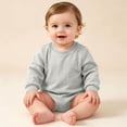 thumbnail image 2 of QIbmong Newborn Infants Cotton Romper Long Sleeve Crew Neck Soft Outwear Bodysuit Casual Pull on Snap Button Fall Winter Clothes(12-18 Months,Gray), 2 of 6