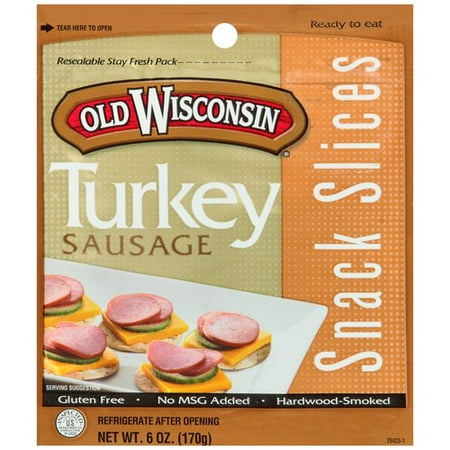 Old Wisconsin Gluten-Free Turkey Sausage Snack Slices, 6 Oz.