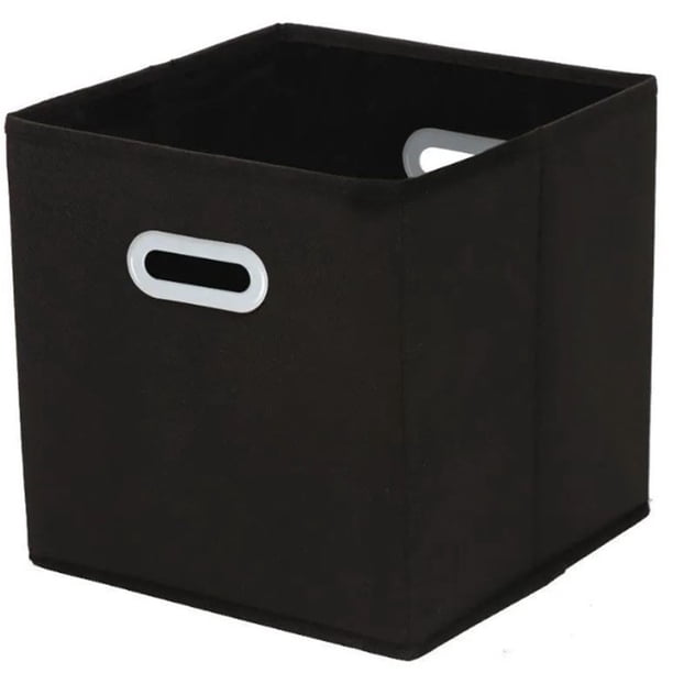 Organizador de cubos de tela negros con asas dobles, cestas de almacenamiento plegables para el hogar, el dormitorio, juguetes, ropa y organización.