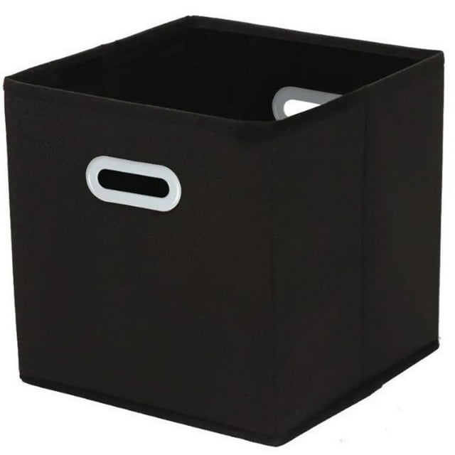Organizador de cubos de tela negros con asas dobles, cestas de almacenamiento plegables para el hogar, el dormitorio, juguetes, ropa y organización.