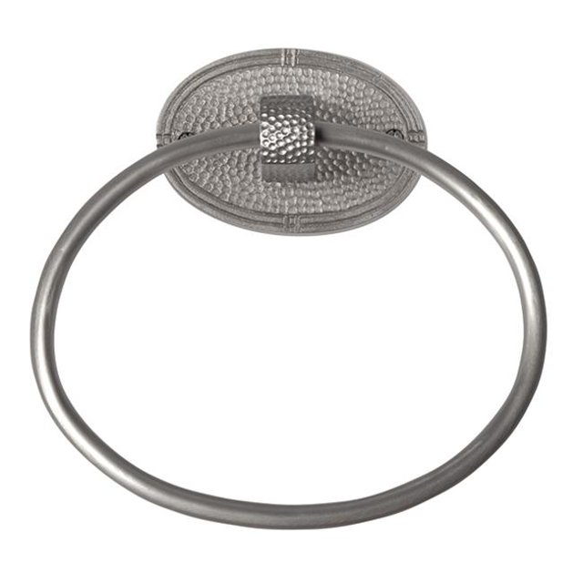 Solid Copper Towel Ring with an Oval Backplate in Satin Nickel Finish -