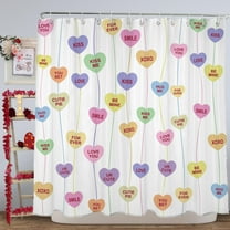 Valentines Day Shower Curtain, 72"X72" Conversation Candy Heart Valentine Shower Curtain, Valentines Bathroom Decor, Valentine''s Day Bathroom Set with Hooks, Cortinas de Baño de San Valentin