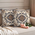 thumbnail image 2 of Southwestern Boho Outdoor Waterproof Pillow Covers, Blue Brown Retro Geometric Ethnic Decorative Square Throw Pillowcase Sofa Cushion Sham for Patio/Couch/Chair, 18"x18" 2 Pack, 2 of 8