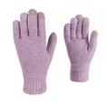 thumbnail image 4 of Winter Knitted For Double Layer Fleece Lined Touchscreen Thickened Thermal Warm Windproof Cold Weather Riding Cycling Driving Outdoor Activities Gloves Mittens Light Purple One Size, 4 of 4