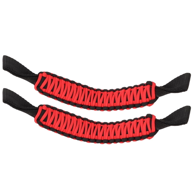 Headrest Grab Handle, Strong Bearing Capacit Nonslip Scratch Resistant Paracord Grip Handle for Car SUV ATV UTV RV Black,Black Red