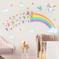 thumbnail image 4 of 40*90 cm unicornio pegatinas de arco iris habitación de los niños dormitorio coloridas mariposas nubes pegatinas de pared pegatinas decorativas de PVC Rojo Verde, 4 of 5