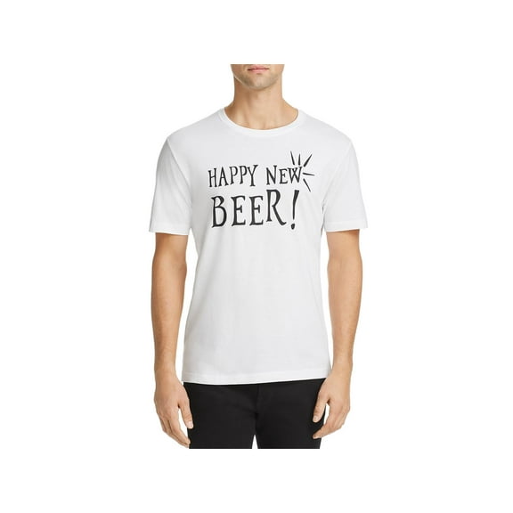 Noize Mens Happy New Beer Graphic Short Sleeve T-Shirt White M