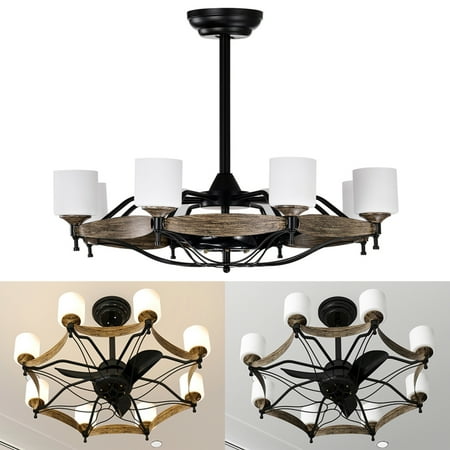 

UKAP Fans Remote Control Furniture LED Light 56 Inch Modern Ceiling Fan Energy-saving Quiet 6 Speed Cooling Anti-theft