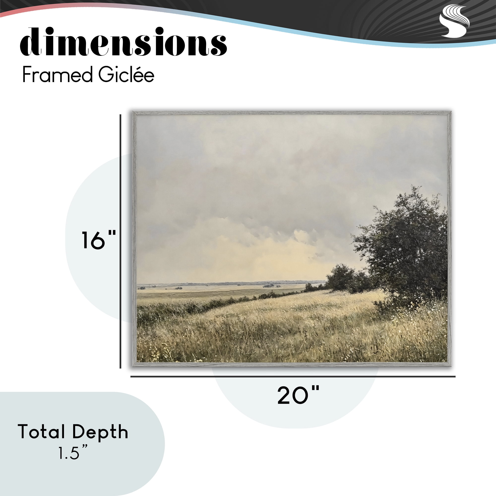 Stupell Industries Rustic Countryside Hill Landscape Gray Framed Giclee Art, design by Franklyn Gregory