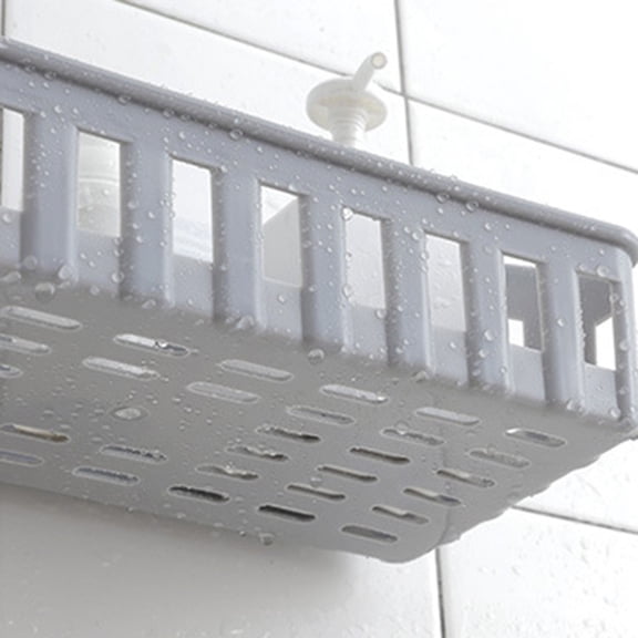 LITINKIMI 1Pc Traceless Bathroom Rack Grey Easy Install High Grade PP Material Storage Use