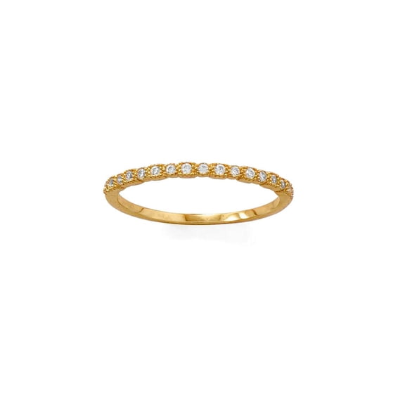 14k Gld Plated 925 Sterling Silver Thin CZ Ring 17 1.25mm CZs Across Top Band is 1.5mm Tapers Down to 1 Ring for Women a