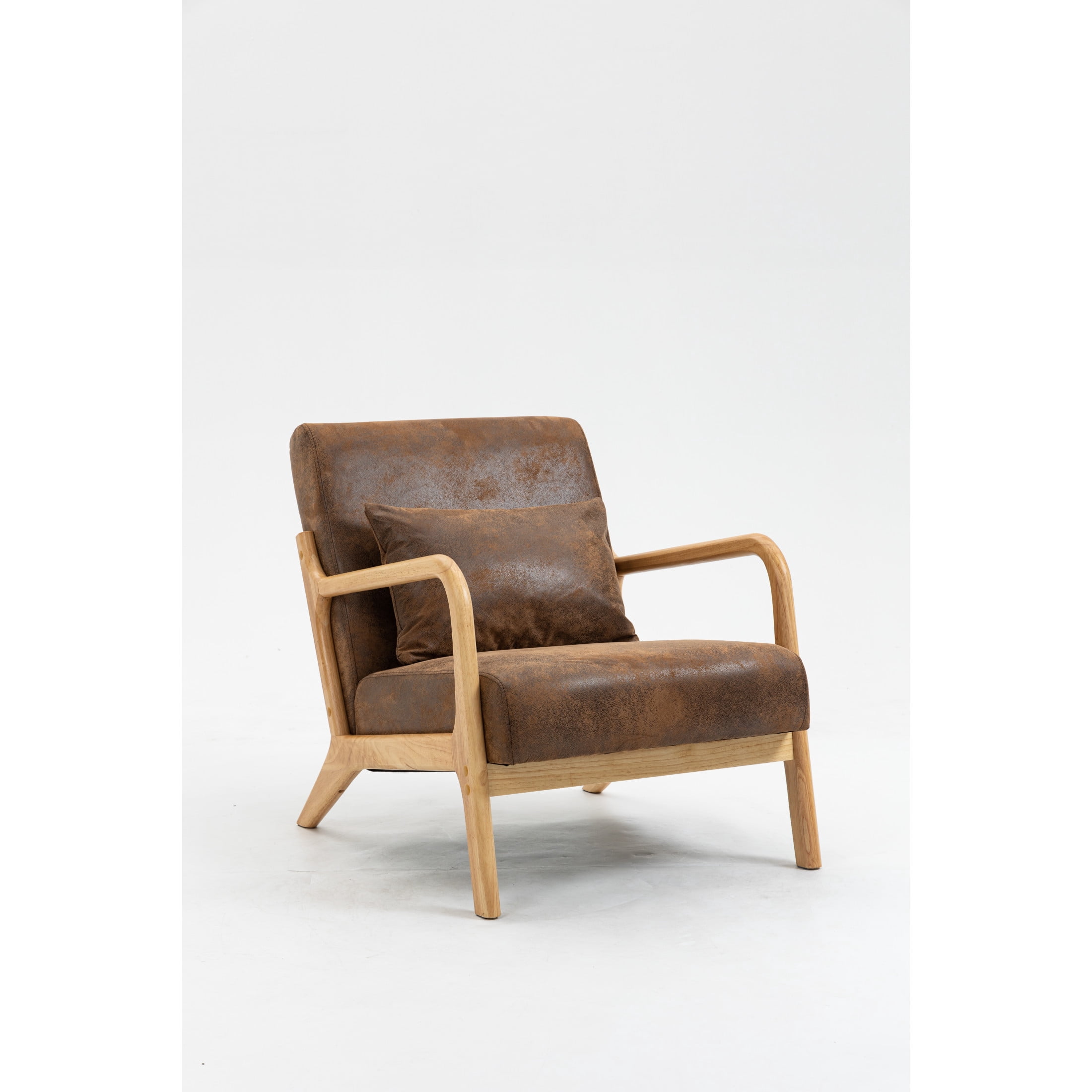 GDF Studio Ciara Mid-Century Modern Solid Wood Accent Chair, Reading Armchair for Living Room, Bedroom, Brown