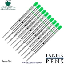 Lanier Combo Pack - 10 Pack - Monteverde Capless Ceramic Gel P42 Ink Refill Compatible with most Parker Style Ballpoint Pens - Green (Fine Tip 0.6mm)