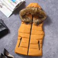 thumbnail image 2 of Women Short Outerwear Cotton-padded Jackets Pocket Hooded Vest Coats, 2 of 4